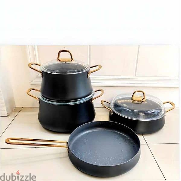 Stick Aluminium Cookware Set for Soup Including Pan and Pan Black 0