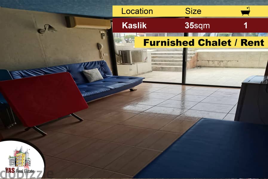 Kaslik 35m2 | 10m2 Terrace | Chalet | Furnished | Well Maintained | EL 0