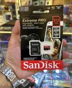 Sandisk Extreme pro microsdxc uhs-I card with adapter 512gb  U3 A2 v3