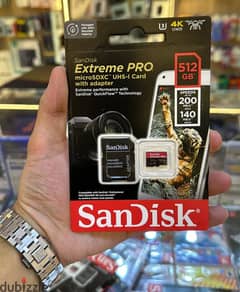 Sandisk Extreme pro microsdxc uhs-I card with adapter 512gb  U3 A2 v3