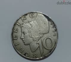 Austrian Ten Shilling silver coin year 1958 weight 7.5 gram 0