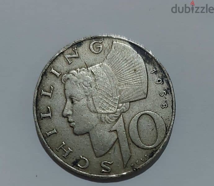 Austrian Ten Shilling silver coin year 1958 weight 7.5 gram 0