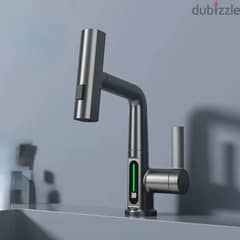 Pull Out Kitchen Faucet with Temperature Display, 3 Spray Modes