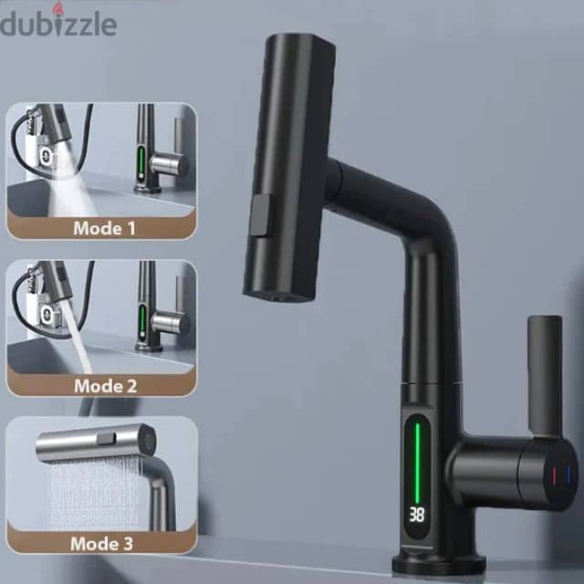 Pull Out Kitchen Faucet with Temperature Display, 3 Spray Modes 4