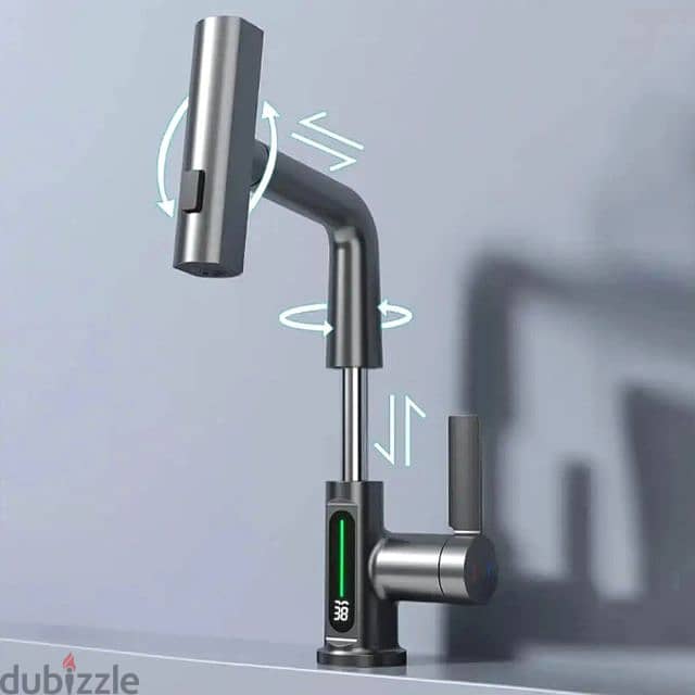 Pull Out Kitchen Faucet with Temperature Display, 3 Spray Modes 5