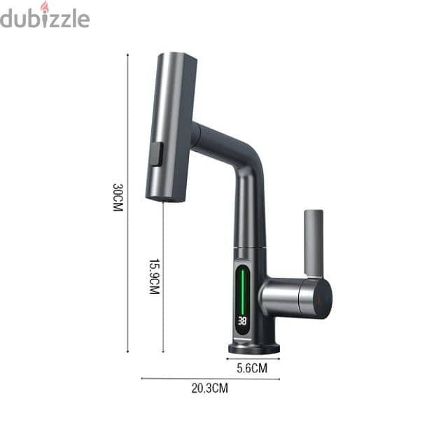 Pull Out Kitchen Faucet with Temperature Display, 3 Spray Modes 7