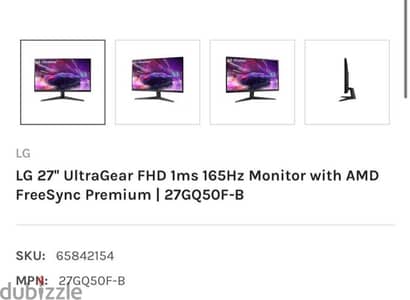 LG 27" UltraGear FHD 165HZ