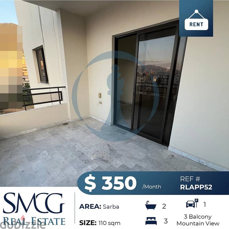 Apartment for rent in Sarba with Mountain View شقة للايجار في صربا م 2