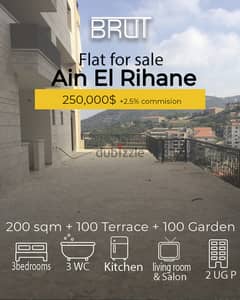 267 sqm Luxurious apartment -Ain Rihane Keserwan - Garden -936$/m 0