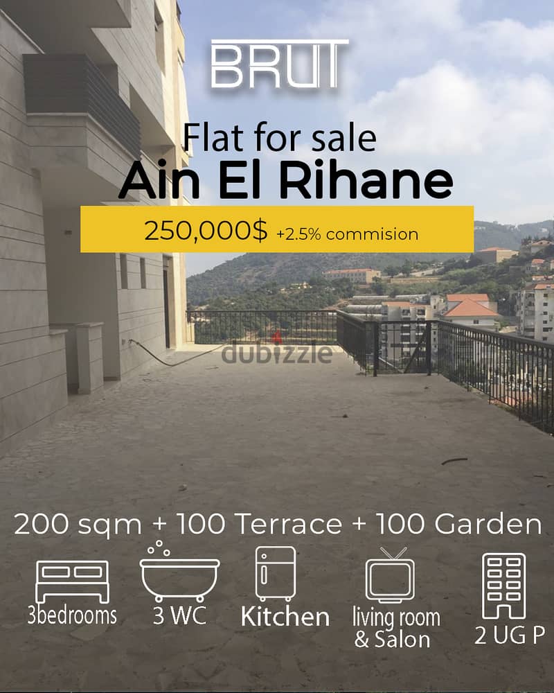 267 sqm Luxurious apartment -Ain Rihane Keserwan - Garden -936$/m 0