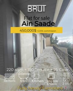 220 sqm +150 sqm Terrace Luxurious Apartment-Ain Saade Metn-Prime