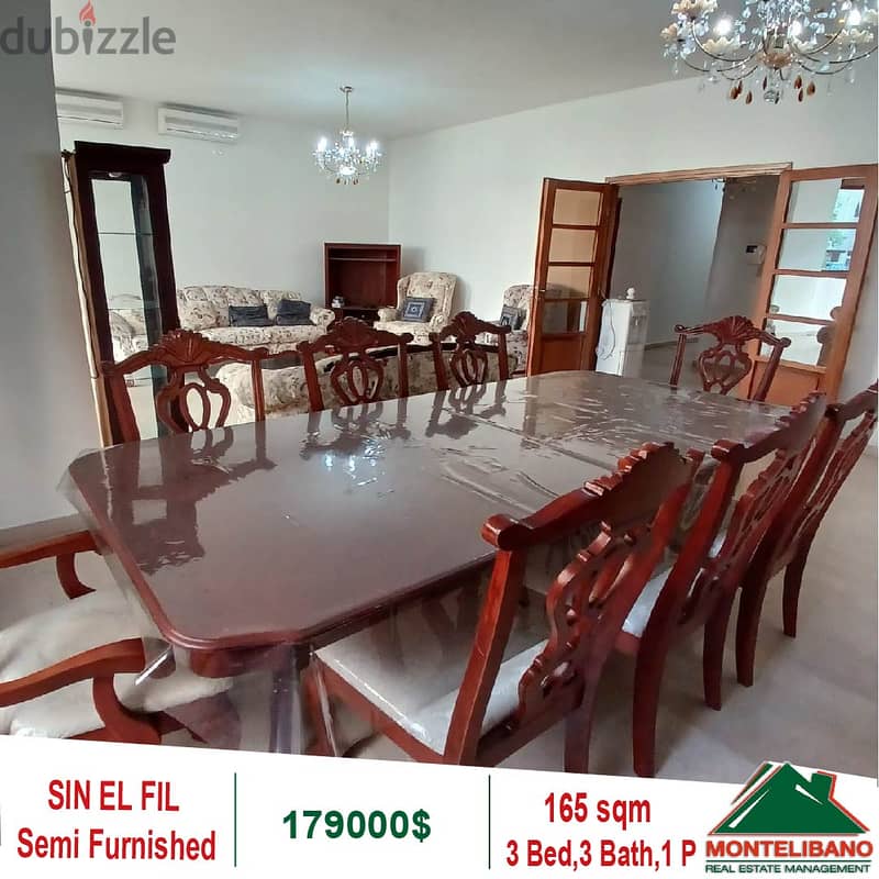 179000$!! Semi Furnished Apartment for sale located in Sin El Fil 0