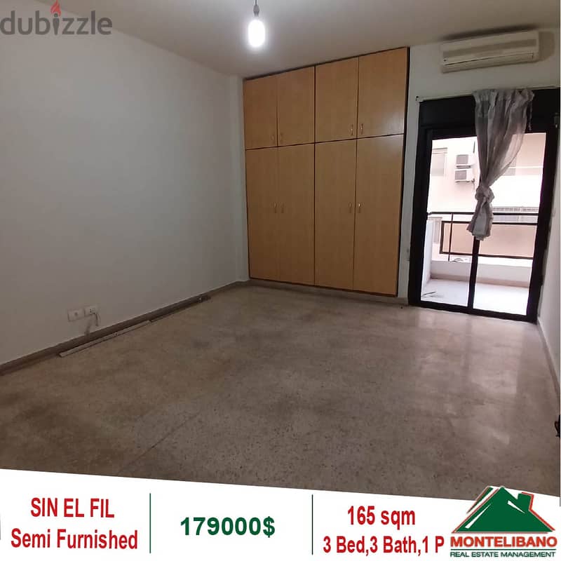 179000$!! Semi Furnished Apartment for sale located in Sin El Fil 3