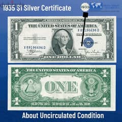 1935 1$ blue silver certified 0