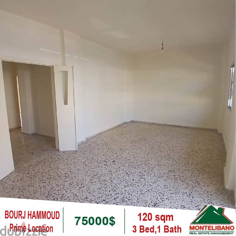 75000$!! Prime Location Apartment for sale located in Bourj Hammoud 1