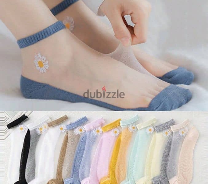 beautiful flower transparent women's socks 15