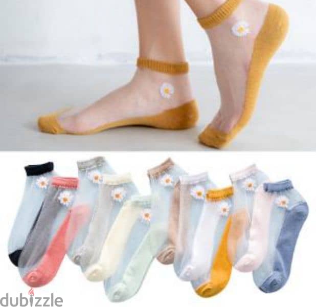 beautiful flower transparent women's socks 16