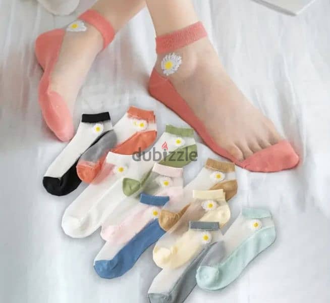 beautiful flower transparent women's socks 17