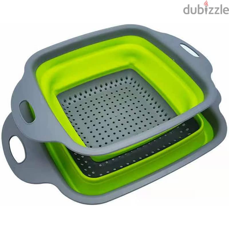 2 Pcs Silicone Strainer Set Includes Filter Basket Collapsible Colande 2