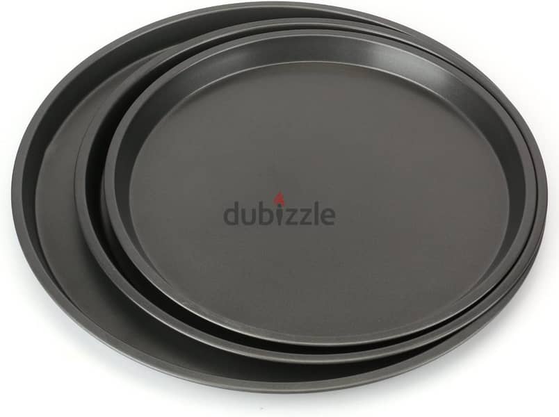 3-Piece Set Non-stick Pizza Pan, Round Premium Bakeware, Black 3