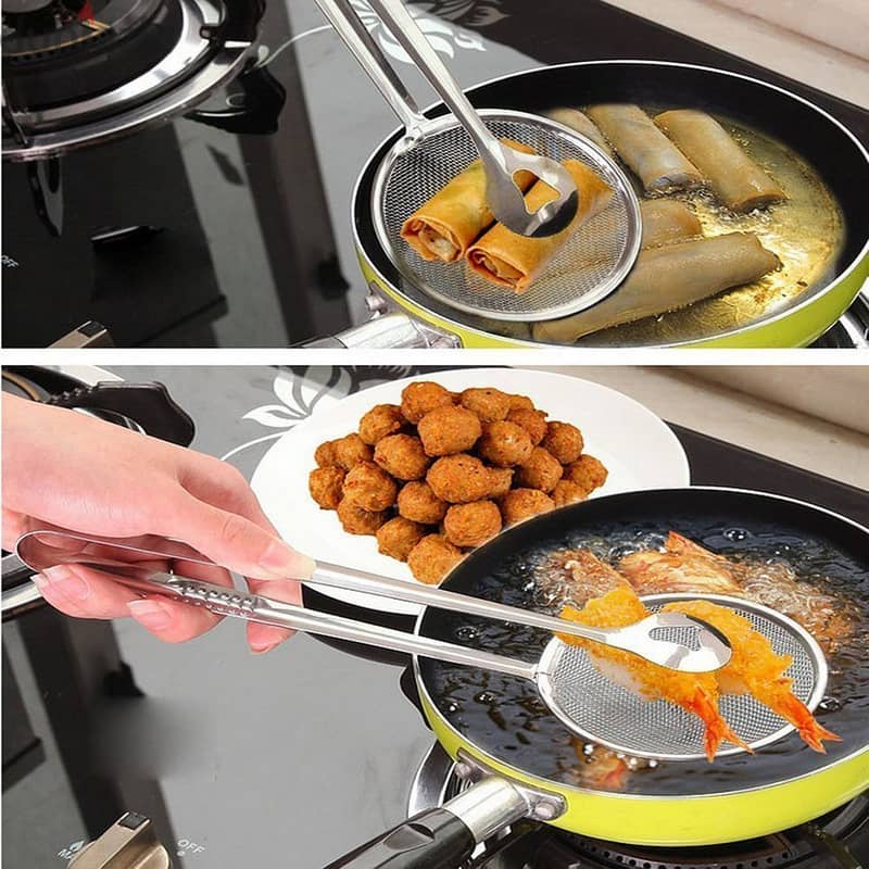 Multifunctional Stainless Steel Sieve Filter Spoon with Clip Food 0