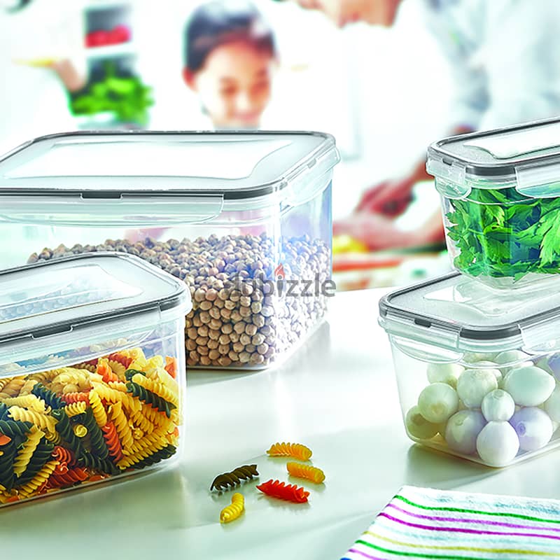 4-Pc Plastic Rectangular Food Storage Containers Set with Plastic Lid 0