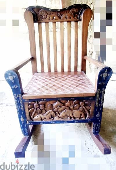 كرسي هزاز(rocking chair)خشب مسيف  موغونو، قطعة قديمة 62x58cm