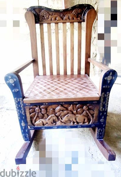 كرسي هزاز(rocking chair)خشب مسيف  موغونو، قطعة قديمة 62x58cm 0