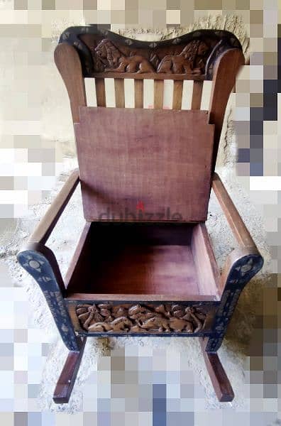 كرسي هزاز(rocking chair)خشب مسيف  موغونو، قطعة قديمة 62x58cm 1