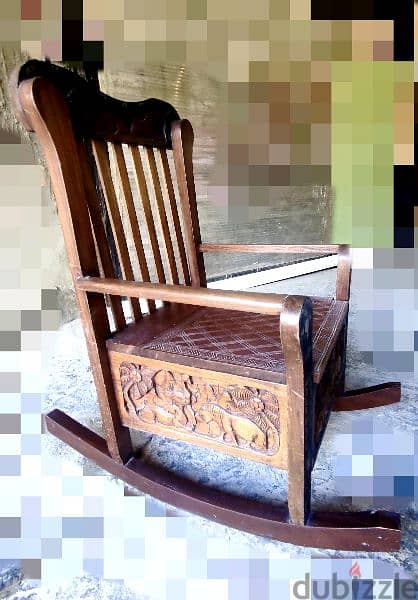 كرسي هزاز(rocking chair)خشب مسيف  موغونو، قطعة قديمة 62x58cm 2