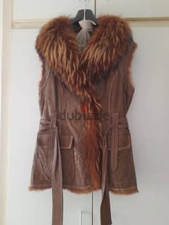 Fur and leather vest