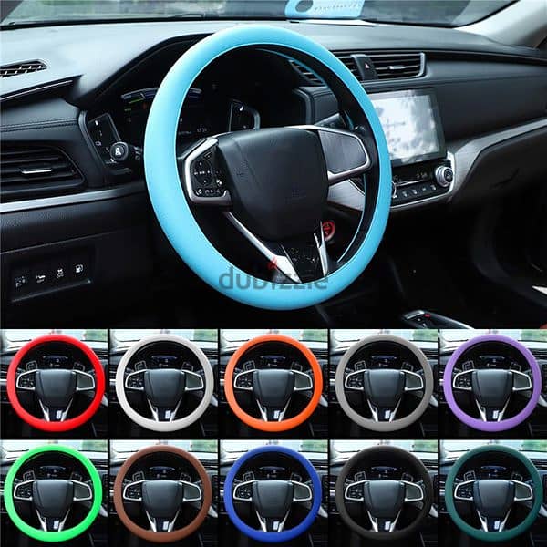 Universal Solid Color Anti-slip Silicone Car Steering Wheel Protective 1