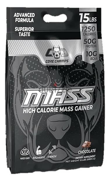 core champs mass gainer 15lbs 1250 calories 50g protein 10g bcaa