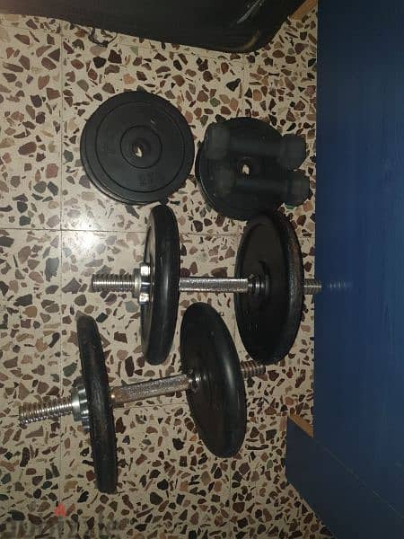 1 axe 2 dumbells 50kg plates 1 bunch 3