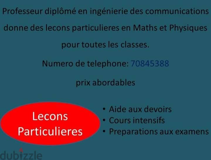 Lecons particulieres en math et physique 0