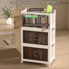 Collapsible Storage Bins with Lids and Wheels - 3 Tier with Doors