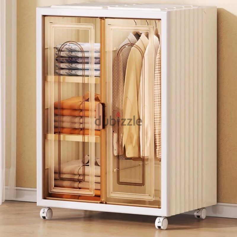 Foldable Clothes Wardrobe with Hanging Area and Shelves 1