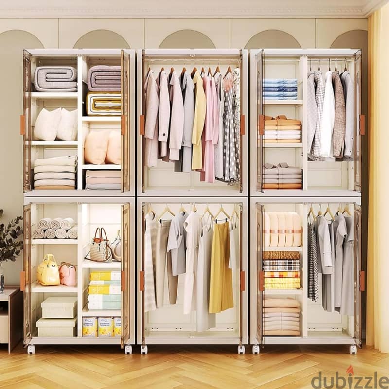 Foldable Clothes Wardrobe with Hanging Area and Shelves 3