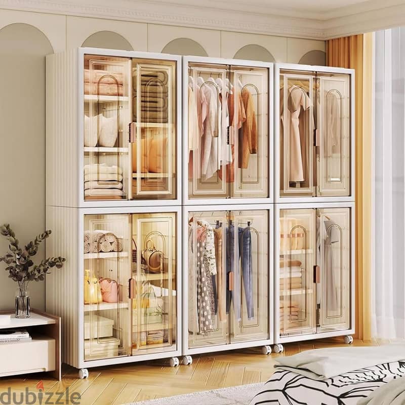 Foldable Clothes Wardrobe with Hanging Area and Shelves 6