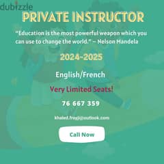 I'm a private teacher (grade 2 - grade 12) English/French in Beirut.