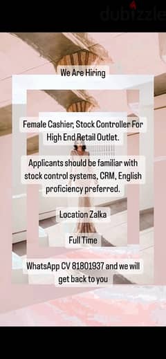 female cashier, sales controler