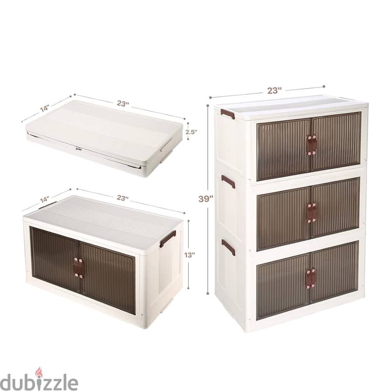 3-Tier Storage Cabinet with Stackable Bins & Wheels 4