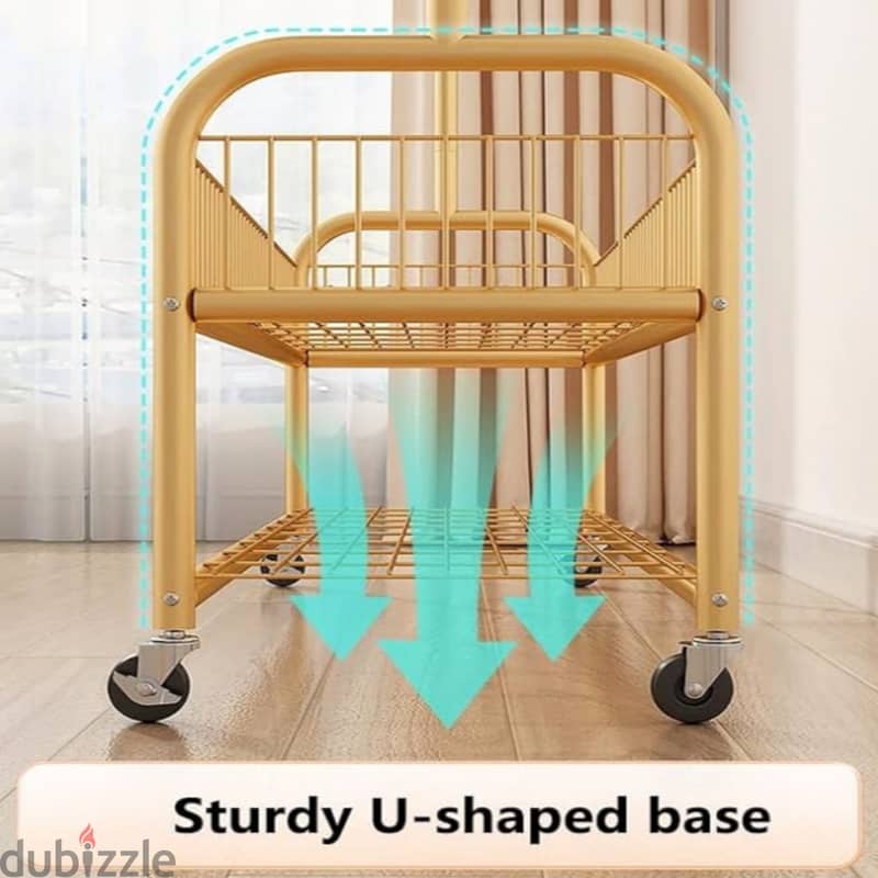 Golden Clothes Rack with Shoe Storage, Shelves & Side Hooks ستاند 5