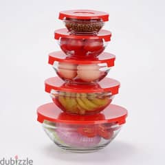 5-Piece Glass Bowl Set with Lid – Glass Bowls with Lid in 5 Sizes