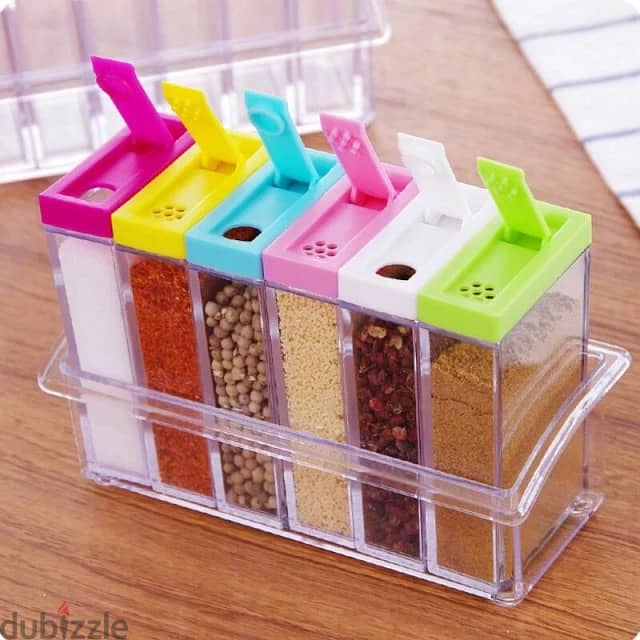 6 Piece Spice Jar Colorful Seasoning Box Kitchen Condiment Storage 2