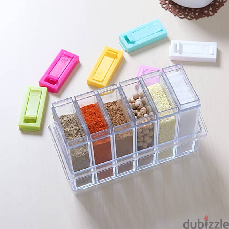 6 Piece Spice Jar Colorful Seasoning Box Kitchen Condiment Storage 3