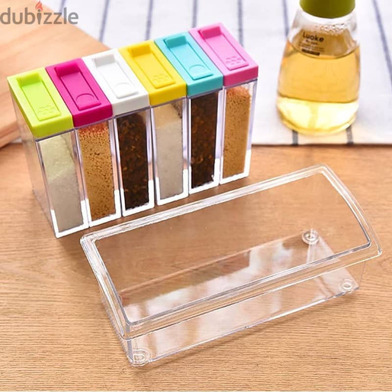 6 Piece Spice Jar Colorful Seasoning Box Kitchen Condiment Storage 4