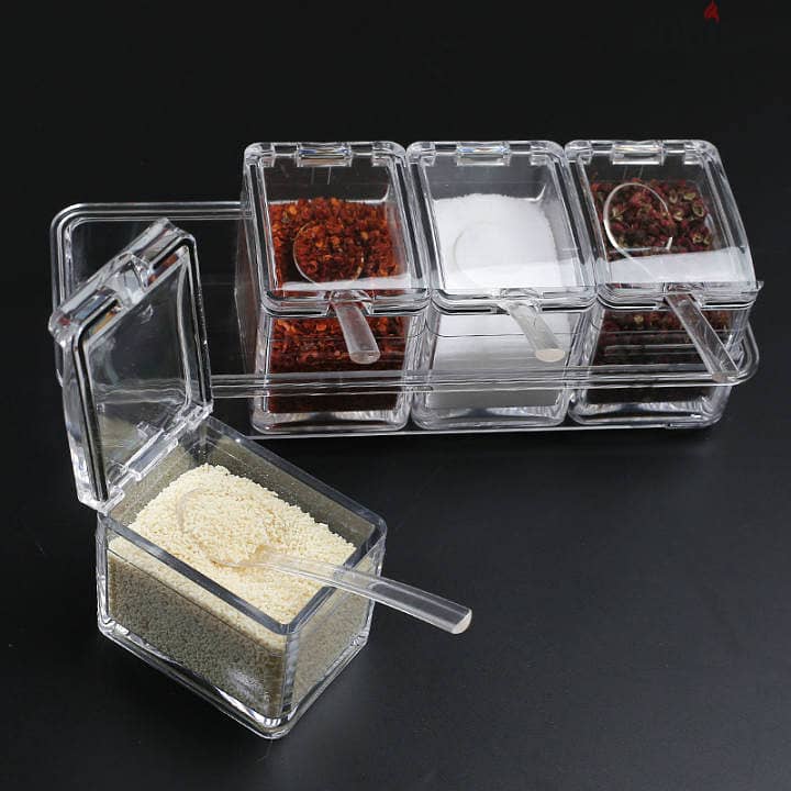 Acrylic Kitchen Spice Pots, 4 Piece Clear Seasoning Box Set, Storage 2