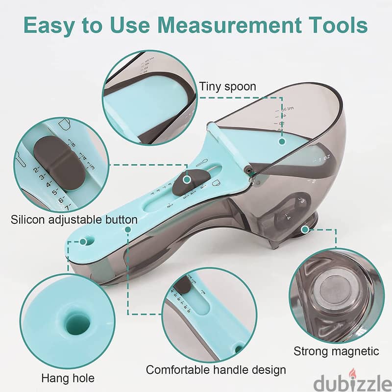 Adjustable Measuring Cups and Spoons Set, Magnetic Measuring Spoons 6