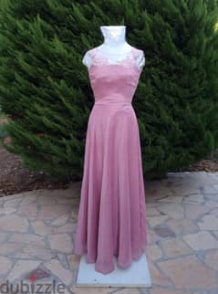 Short Sleeve Evening Dress Pink 0